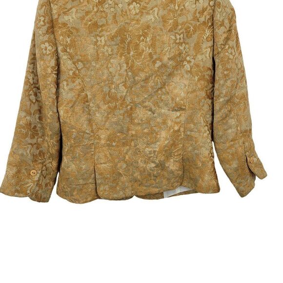 Anthropologie Elevenses Retro 70s Blazer 8 Gold Jacquard Brocade Single Breasted - Picture 10 of 12